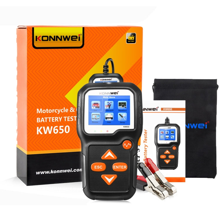 KONNWEI KW650 6V- 12V Car Motorcycle Battery Lawn Mower Detector with 2.4 inch Color Display & Waveform Graph by KONNWEI