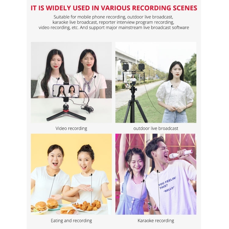 YELANGU MY3 Type-C Interface Live Broadcast Interview Mobile Phone Double Clip Lavalier Microphone, Length: 2.5m by YELANGU