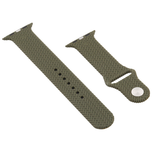 Woven Pattern Silicone Snap Watch Band For Apple Watch Series 7 41mm / 6 & SE & 5 & 4 40mm / 3 & 2 & 1 38mm(Dark Olive Green) by buy2fix