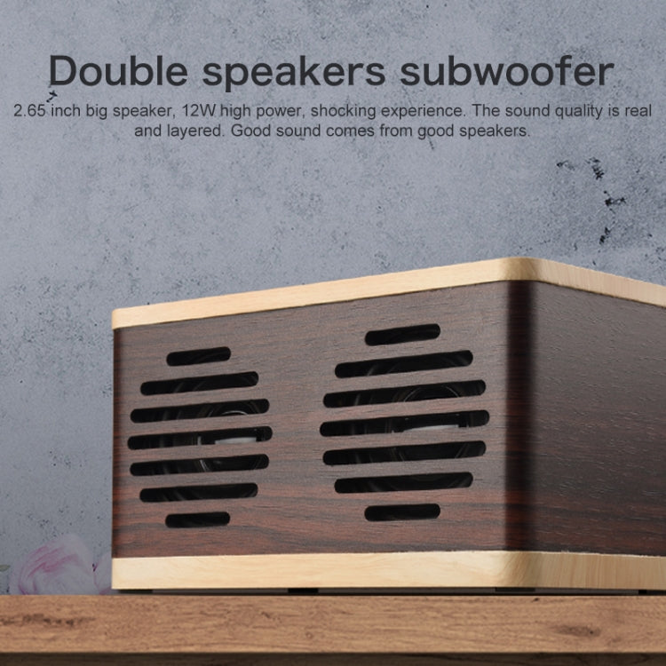 D70 QI Standard Subwoofer Wooden Bluetooth 4.2 Speaker, Support TF Card & 3.5mm AUX Yellow by buy2fix