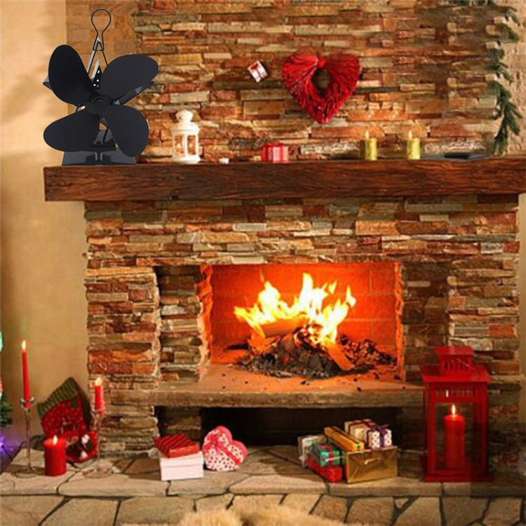 4-Blade Aluminum Heat Powered Fireplace Stove Fan (Red) by buy2fix