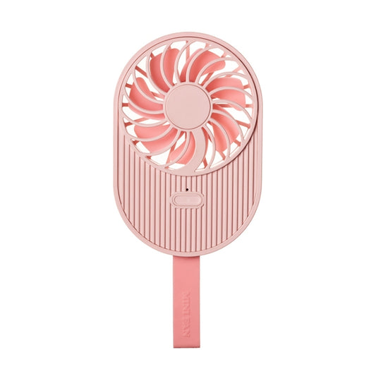 LLD-17 0.7-1.2W Ice Cream Shape Portable 2 Speed Control USB Charging Handheld Fan with Lanyard (Pink) by buy2fix