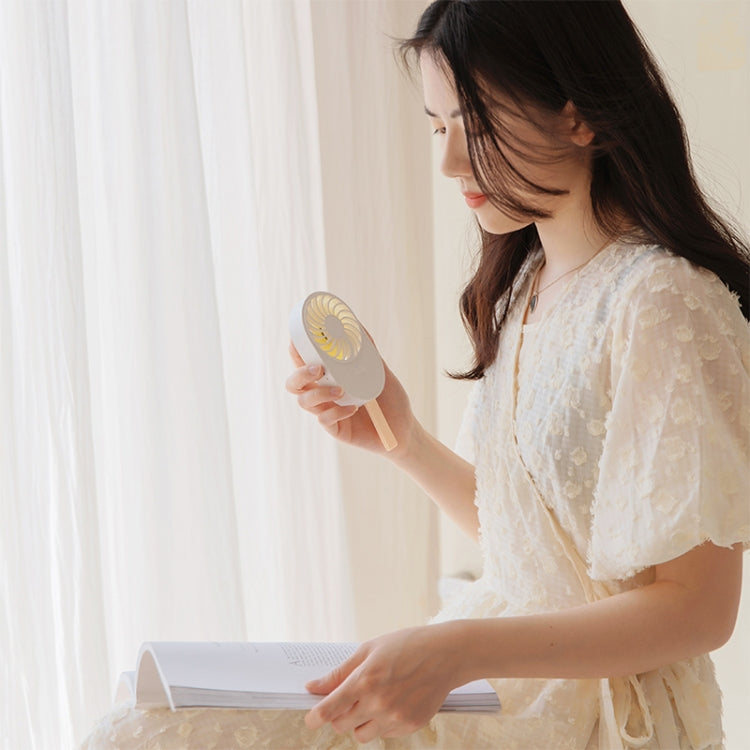 LLD-17 0.7-1.2W Ice Cream Shape Portable 2 Speed Control USB Charging Handheld Fan with Lanyard (Green) by buy2fix