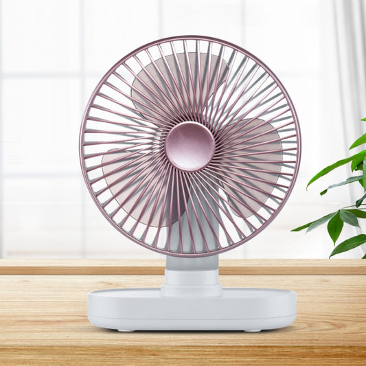 D77 4W Micro USB & USB-C / Type-C Rechargeable Portable Four-speed Adjustable Automatic Head Shaking Desktop Fan(Pink) by buy2fix