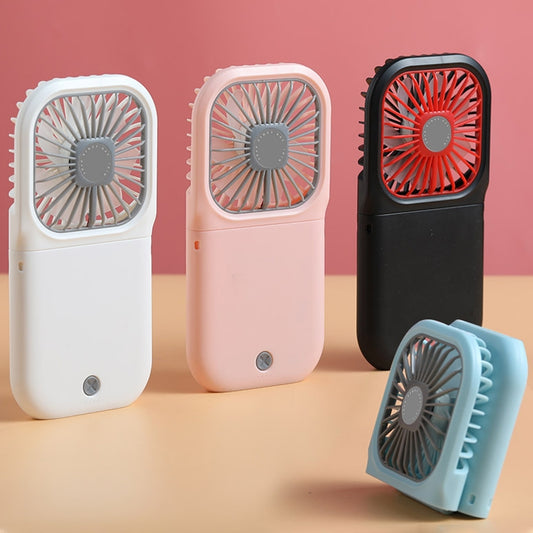 F20 Electroplating Handheld Fan Portable Desktop Folding Mute USB Hanging Neck Fan (Pink) by buy2fix