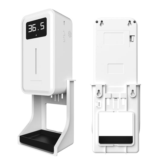 Rehabor A Handsfree Non-contact Body Light-sensitive Distance Sensor Thermometer + 450ml Automatic Non-contact Liquid Soap Spraying Dispenser with Base Mount (White) by buy2fix