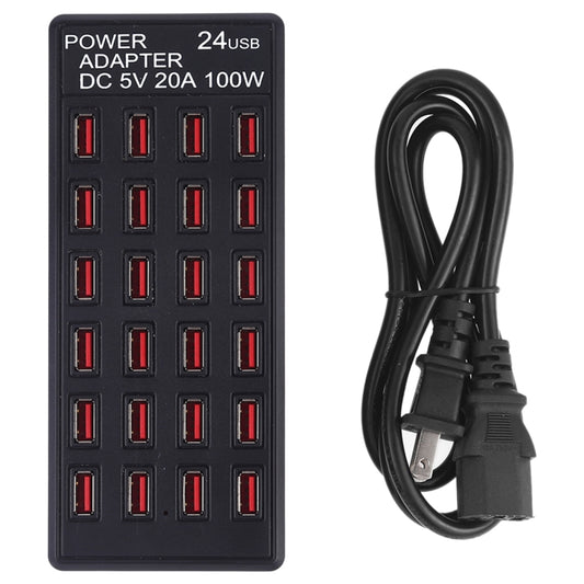 100W 24 USB Ports Fast Charger Station Smart Charger with LED Indicator AC 100-240V, US Plug(Black) by buy2fix