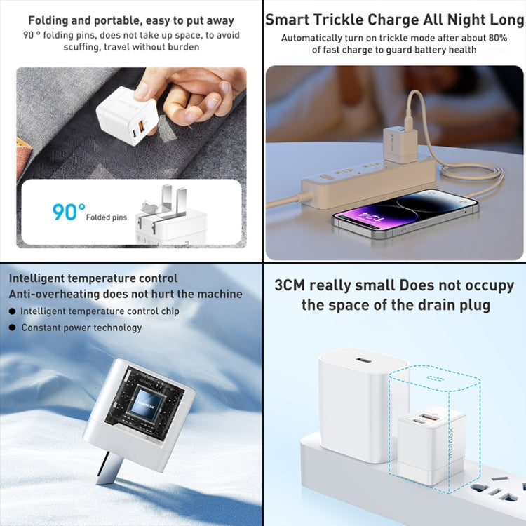 MOMAX UM36 PD 20W USB-C / Type-C + USB Fast Charger Power Adapter, CN Plug(Black) by MOMAX