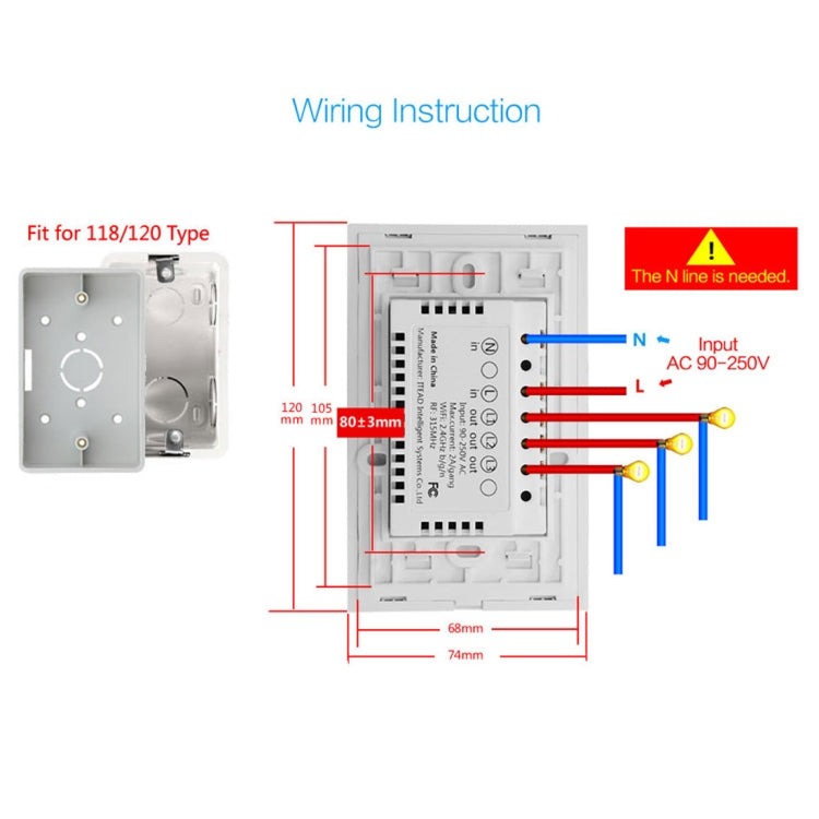 WS-US-01 EWeLink APP & Touch Control 2A 1 Gang Tempered Glass Panel Smart Wall Switch, AC 90V-250V, US Plug by buy2fix