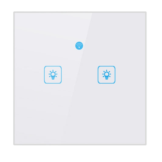 WS-UK-02 EWeLink APP & Touch Control 2A 2 Gangs Tempered Glass Panel Smart Wall Switch, AC 90V-250V, UK Plug by buy2fix