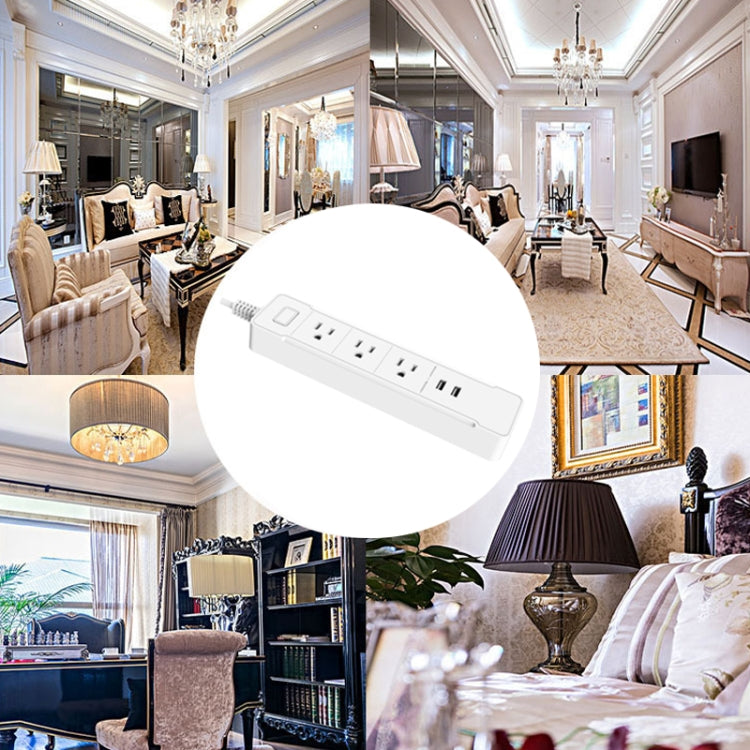 C198A 2 USB Ports + 3 US Sockets WiFi Smart Power Plug Socket, Compatible with Alexa and Google Home, AC 110V-240V, US Plug(White) by buy2fix