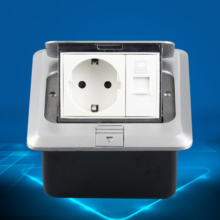 Hidden Pop-up Aluminum Alloy Computer Floor Socket with Cover Bottom Box, EU Plug by buy2fix