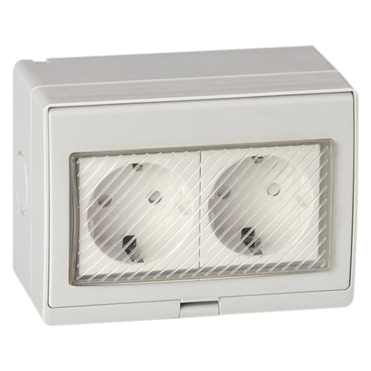 Outdoor IP55 Waterproof Double-connection Socket, EU Plug by buy2fix