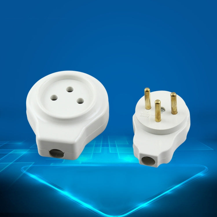 Pair Israel 16A Cylindrical Male Female Butt Joint Tripolar Power Plug by buy2fix