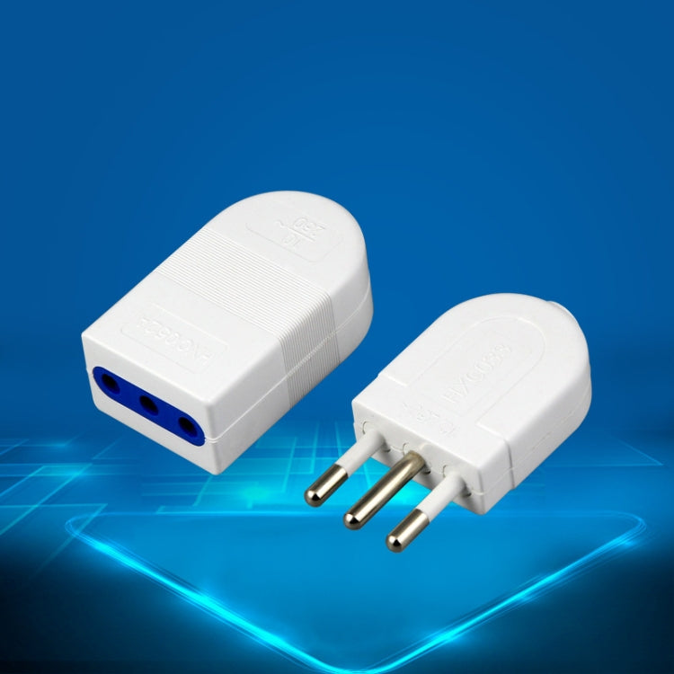 Italian Standard Three Round Pin Detachable Male Plug + 3-hole Female Socket by buy2fix