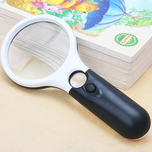 Reading Visual Magnifier with 3 LED Light, Mini Portable 3-45X Handheld Reading Visual Magnifier with 3 LED Light(White) by buy2fix