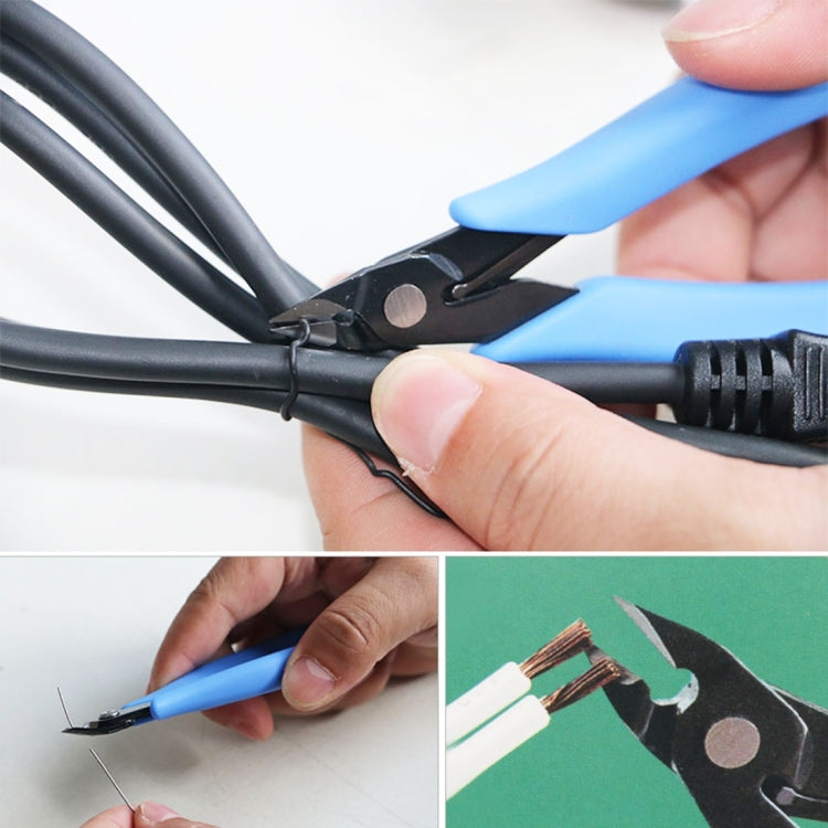 FC-120 Mini Electronic Pliers Diagonal Side Cutting Cable Wire Cutter Repair Hand Tool(Blue) by buy2fix