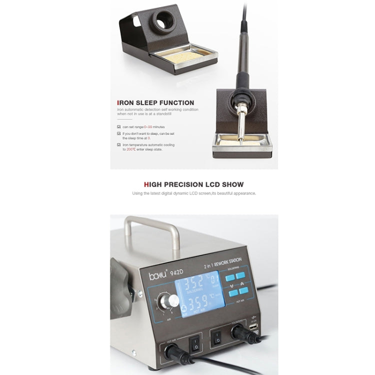 BAKU BA-942D 220V 700W 2 in 1 Digital Display Adjustable Temperature Hot Air Gun Set, EU Plug by BAKU