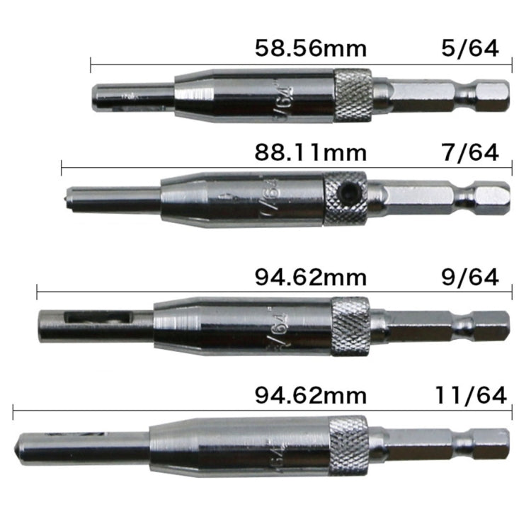 4 PCS/Set Doors Self Centering Hinge Tapper Core Drill Bit Set Hole Puncher Woodworking Tools(5/64,7/64,9/64,11/64 inch) by buy2fix