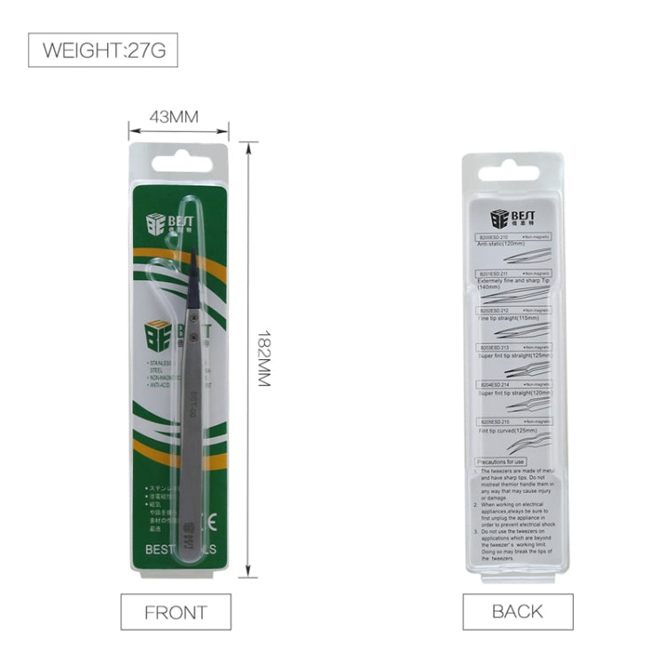 BEST BST-00 Straight Head Tweezers for Mobile Phone / Computer Repair by BEST