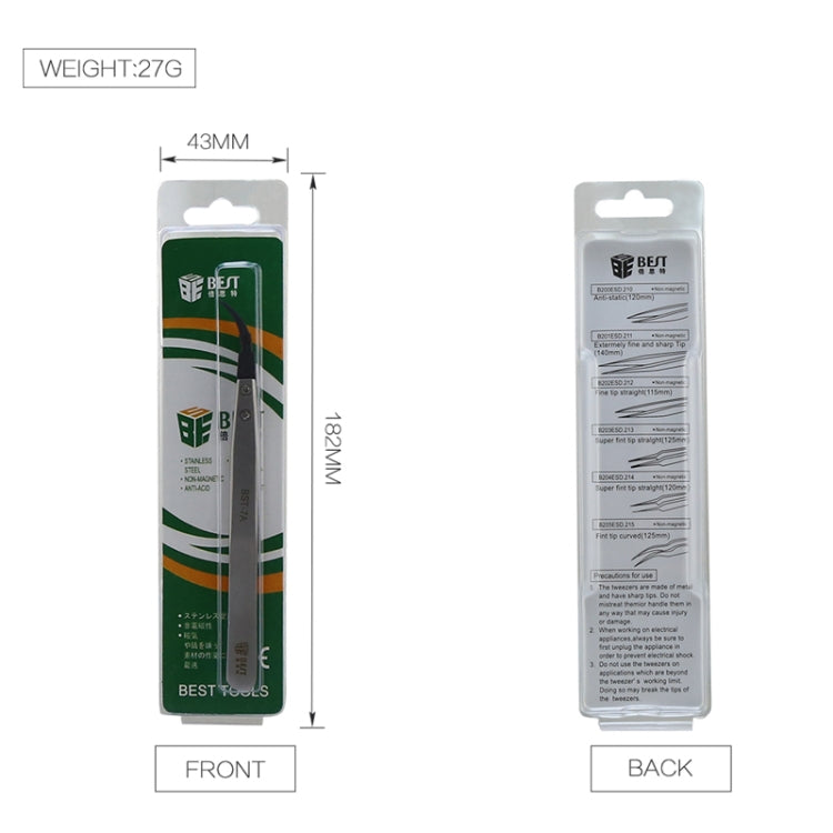 BEST BST-7A Curved Head Tweezers for Mobile Phone / Computer Repair by BEST