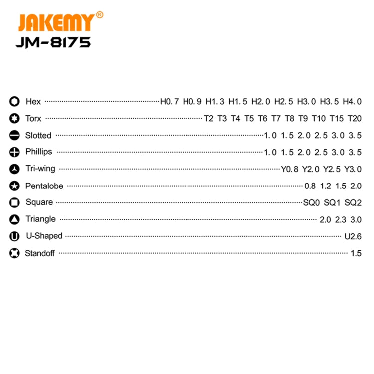 JAKEMY JM-8175 50 in 1 Double-sided Outer Box Multifunctional and Precision Screwdriver Tool Set by JAKEMY