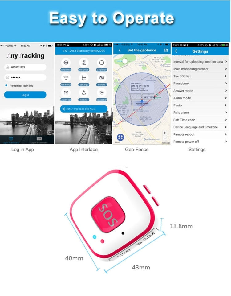 V28 Necklace Style GSM Mini LBS WiFi AGPS Tracker SOS Communicator(Black) by buy2fix