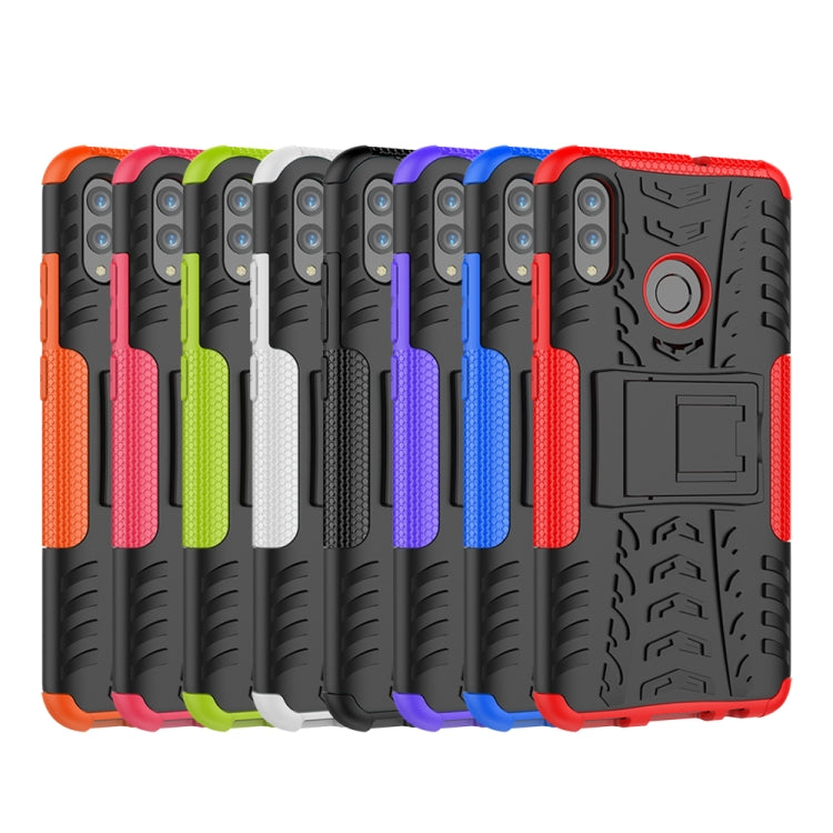 Tire Texture TPU+PC Shockproof Case for Huawei Honor 10 Lite / P Smart (2019), with Holder(Green) by buy2fix
