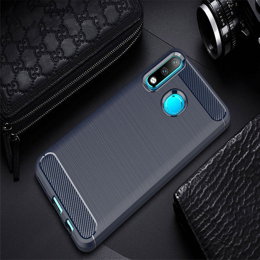 Brushed Texture Carbon Fiber TPU Case for Huawei P30 Lite (Navy Blue) by buy2fix