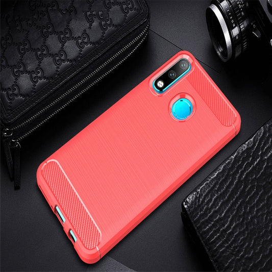 Brushed Texture Carbon Fiber TPU Case for Huawei P30 Lite (Red) by buy2fix