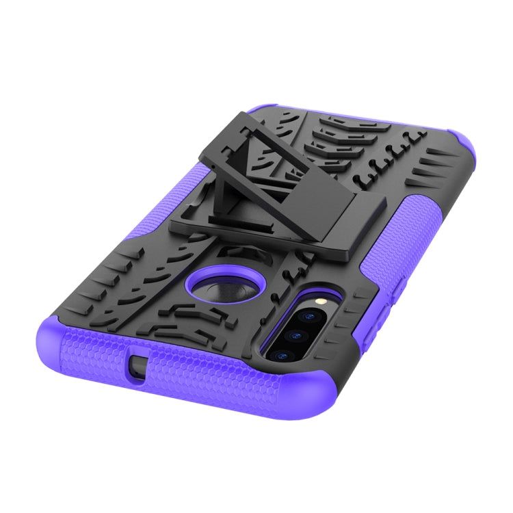Tire Texture TPU+PC Shockproof Case for Huawei P Smart+ 2019, with Holder (Purple) by buy2fix