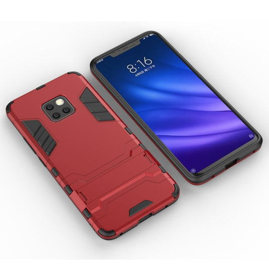 Shockproof PC + TPU Case for Huawei Mate 20 Pro, with Holder(Red) by buy2fix