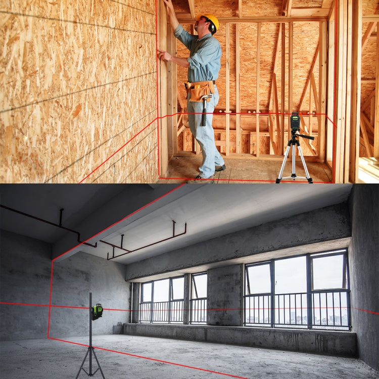 902CR 2×360 Degrees Laser Level Covering Walls and Floors 8 Line Red Beam IP54 Water / Dust proof(Red) by buy2fix