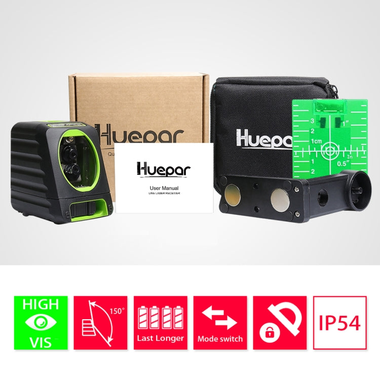 BOX-1G 1V1H 40mW & 10mW 2 Line Green Beam Laser Level Covering Walls and Floors (Green) by buy2fix