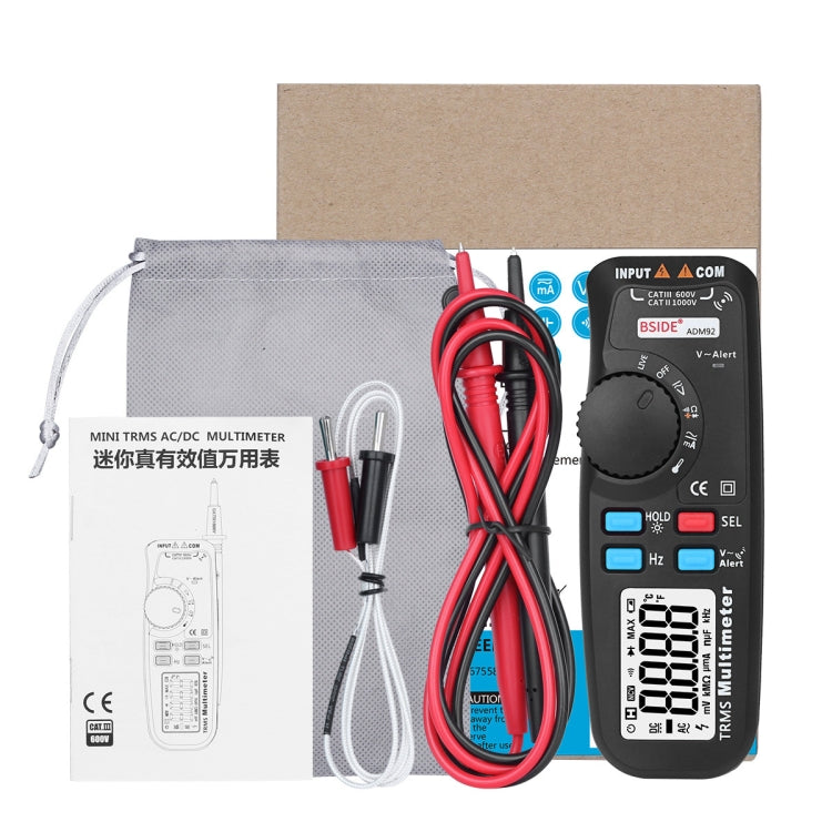 BSIDE ADM92 Handheld True RMS Digital Multimeter Auto Range 6000 Counts TRMS Tester with Live Wire Check Temp NCV Hz ohm Diode by buy2fix