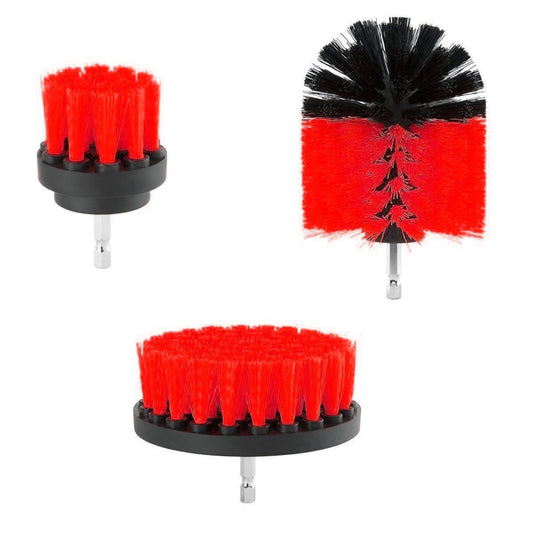 3 PCS Bathroom Kitchen Cleaning Brushes Kit for Electric Drill(Red) by buy2fix