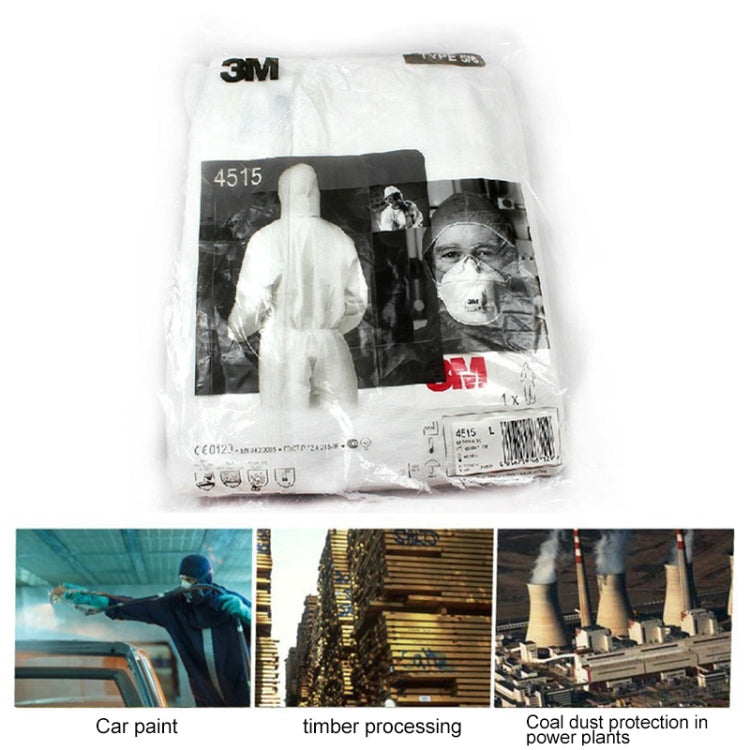 3M 4515 One-piece White Anti-static Anti-chemical Dustproof Sandblasting Suit with Cap, Size: M by buy2fix