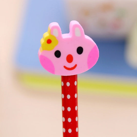 10pcs Creative Stationery Cartoon Animals Series Wooden HB Pencil with Eraser Children Pencils For Kids School Office Supply, Random Color Delivery by buy2fix