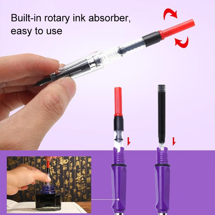 3 PCS School Office Extra Fine Titanium Alloy Nib Transparent Piston Fountain Pen(Black), Random Delivery(0.5mm/0.38mm Nib) by buy2fix