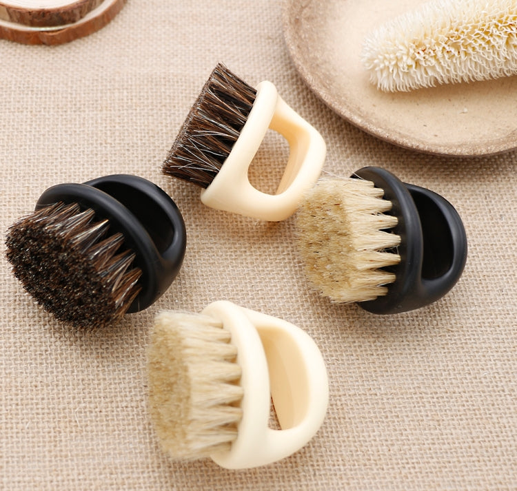 Men Ring Design Portable Boar Brush White ABS Haircut Cleaning Shaving Brush(Black) by buy2fix