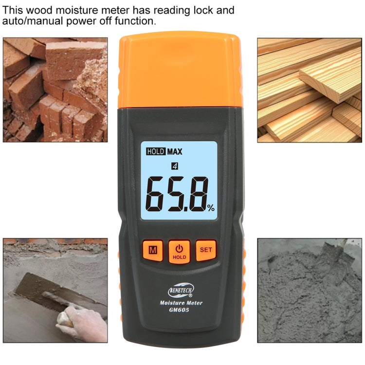 BENETECH GM605 Digital Wood Moisture Meter Humidity Tester Timber Damp Detector by BENETECH