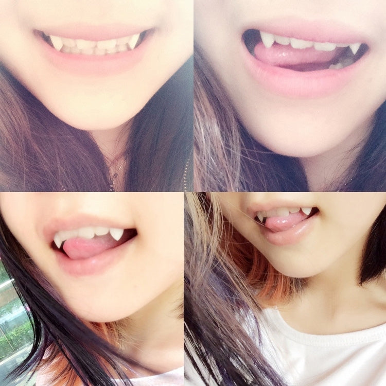 1 Pair 15mm Halloween Party Dentures Props Vampire Zombie Devil Fangs Teeth by buy2fix