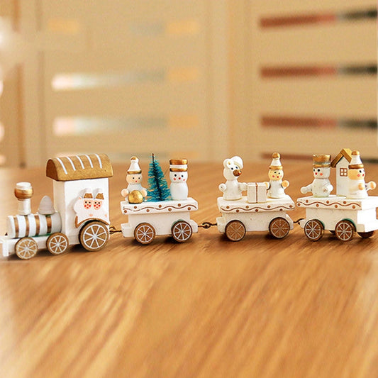 Christmas Dinner Table Decoration, Wooden Trains Children Kindergarten Christmas Decoration Ornaments Gifts (White) by buy2fix