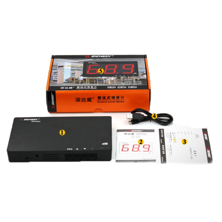 SNDWAY SW525A Wall-mounted Sound Level Meter DB Noise Tester by SNDWAY