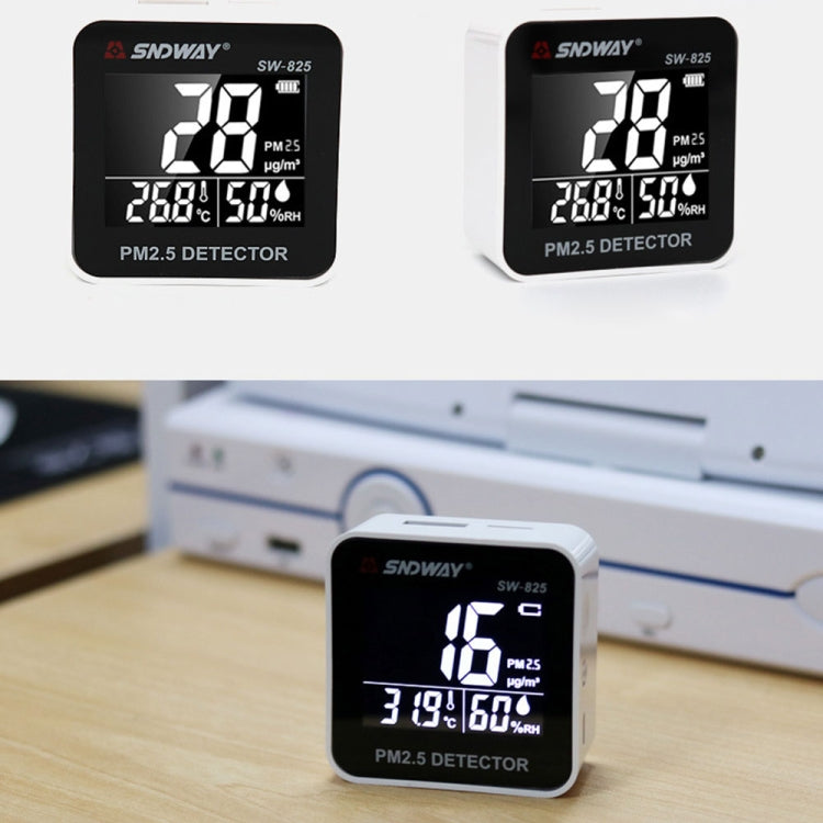 SNDWAY SW-825 Micro USB Charging Desktop Air Quality Real-time Purification Detector with HiD LED Screen, Support Alarm Prompt by SNDWAY