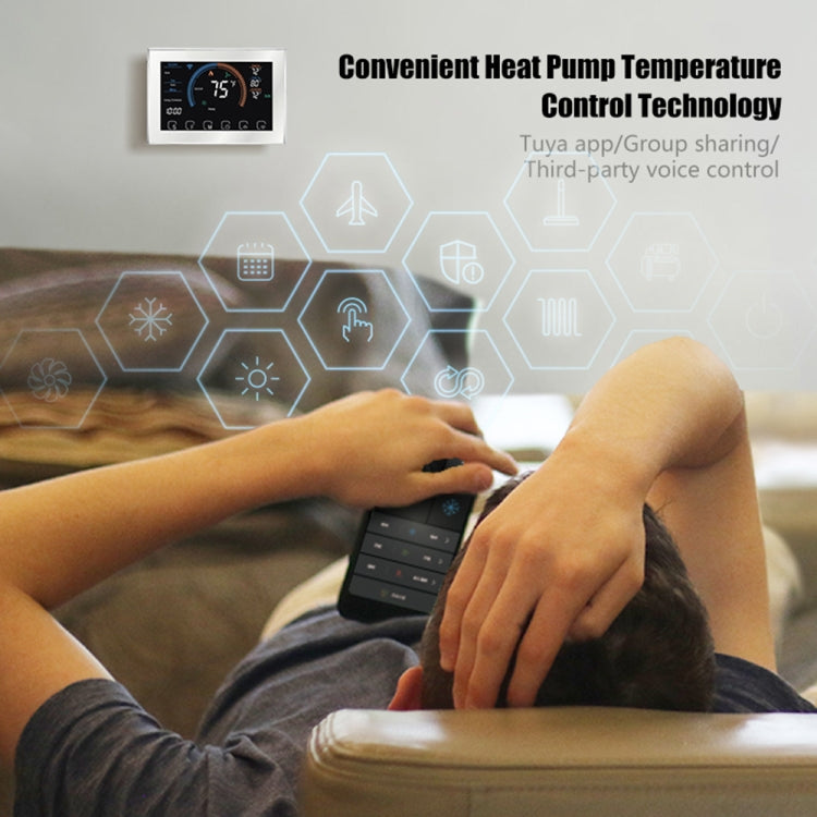 BHP-8000-B 3H2C Smart Home Heat Pump Round Room Mirror Housing Thermostat with Adapter Plate & no WiFi, AC 24V(Black) by buy2fix