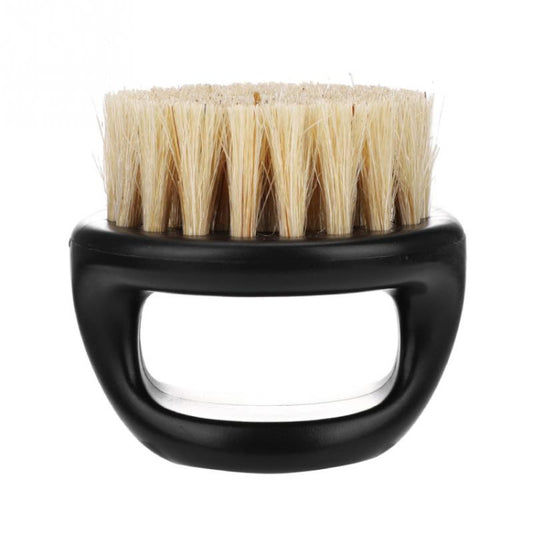Men Ring Design Portable Boar Brush Black ABS Haircut Cleaning Shaving Brush(White) by buy2fix