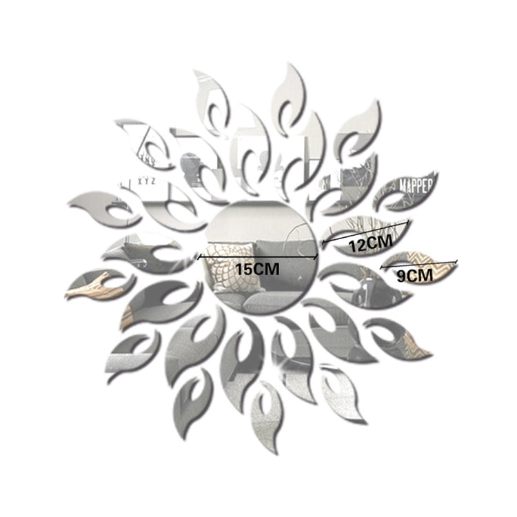 Sunflower Mirror Wall Sticker Bedroom Living Room Decoration Wall Stickers(Silver) by buy2fix