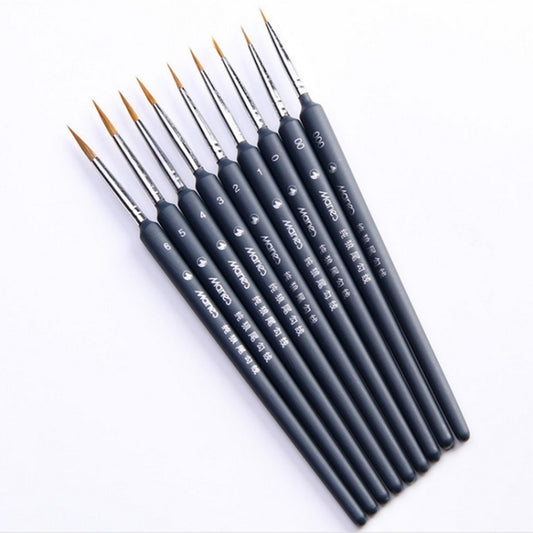 9 in 1 Art Supplies Weasel Hair Brush Watercolor Hook Line Brush Depict the Edge Pen Oil Painting Pen by buy2fix