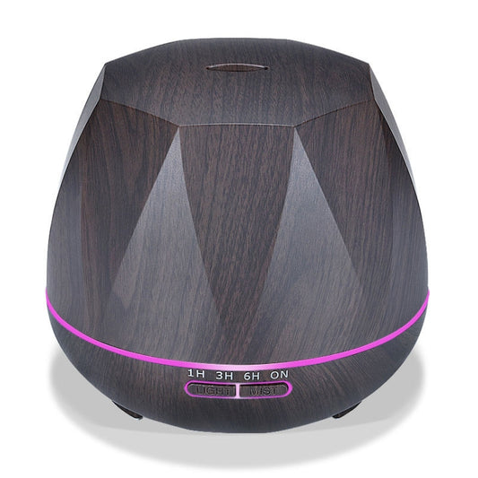 Diamond Wood Grain Remote Control Ultrasonic Humidifier Aromatherapy Machine Automatic Alcohol Sprayer with LED Lights, Capacity: 400mL, US Plug (Dark Wood Color) by buy2fix